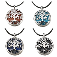 Tree of Life Halsband, Mässing, med Ädelsten & Nylontråd, med 2lnch extender kedja, Träd, silver pläterad, olika material för val & Unisex & ihålig, nickel, bly och kadmium gratis, 26x31x8mm, 1.5mm, Såld Per Ca 18 inch Strand