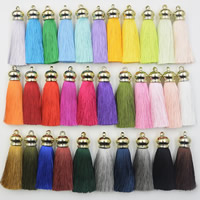 Dekorative Tassel, rayon, med Zinc Alloy, KC guldfarve belagt, flere farver til valg, 68x15mm, Solgt af PC