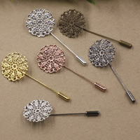 Messing Broche Fund, Flower, forgyldt, flere farver til valg, nikkel, bly & cadmium fri, 50x1mm, Indvendig diameter:Ca. 25mm, 20pc'er/Bag, Solgt af Bag