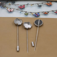 Messing Broche Bevindingen, platinum plated, nikkel, lood en cadmium vrij, 80mm, Binnendiameter:Ca 15mm, 20pC's/Bag, Verkocht door Bag