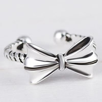 Sárgaréz Mandzsetta Finger Ring, Bowknot, antik ezüst színű bevonattal, 925 logo & a nő, ólom és kadmium mentes, 15.5mm, Méret:5, Által értékesített PC