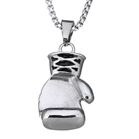 acciaio inox collana per maglione, Guantoni da boxe, unisex & catena di casella & smalto, colore originale, 23.5x40mm, 3mm, Lunghezza Appross. 23 pollice, 5filotrefolo/lotto, Venduto da lotto