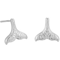 Pendientes de Perno en Latón, metal, chapado en plata real, para mujer, libre de plomo & cadmio, 8.9x8.8mm, Vendido por Par