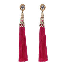 Fashion Fringe Boucles d'oreilles, alliage de zinc, avec laine, Placage de couleur d'or, avec strass, plus de couleurs à choisir, sans plomb et cadmium, 86mm, Vendu par paire