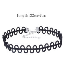 Tattoo Choker ketting, PU, met Zinc Alloy, met 7cm extender keten, lood en cadmium vrij, 320mm, Per verkocht Ca 12.5 inch Strand