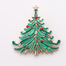 Broches de Navidad, aleación de zinc, Árbol de Navidad, chapado en color dorado, Joyas de Navidad & esmalte, libre de plomo & cadmio, 40*41mm, Vendido por UD