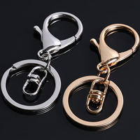 Zinklegierung Karabiner mit Schlüsselringen, mit Eisen Ring, Kreisring, plattiert, keine, frei von Blei & Kadmium, 30mm, 100PCs/Tasche, verkauft von Tasche