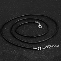 Fashion Halsband Cord, Vaxat Hampa Cord, med Zink Alloy, med 5cm extender kedja, platina pläterad, Unisex, svart, 2mm, Längd Ca 17.5 inch, 50PC/Bag, Säljs av Bag