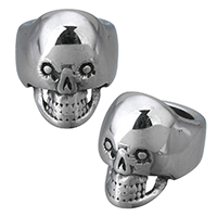 Rustfrit stål armbånd Finde, Stainless Steel, Skull, sværte, 12x13x14mm, Hole:Ca. 8mm, 10pc'er/Lot, Solgt af Lot