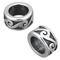 Rozsdamentes acél nagy lyuk Gyöngyök, Stainless Steel, Rondelle, megfeketedik, 13x8x13mm, Lyuk:Kb 8.5mm, 10PC-k/Lot, Által értékesített Lot