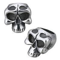 Rustfrit stål armbånd Finde, Stainless Steel, Skull, sværte, 11x12x10mm, Hole:Ca. 6.5mm, 10pc'er/Lot, Solgt af Lot