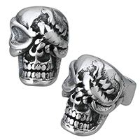 Rostfritt stål armband Finding, ROSTFRITT STÅL, Skull, svärta, 12x16x17mm, Hål:Ca 8.5mm, 10PC/Lot, Säljs av Lot