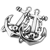 Rustfrit stål smykker Vedhæng, Stainless Steel, Anchor, nautiske mønster & sværte, 20x26x4mm, Hole:Ca. 2mm, 10pc'er/Lot, Solgt af Lot