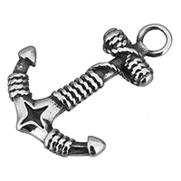 Stainless Steel Pendants Anchor nautical pattern & blacken Approx 3.5mm Sold By Lot