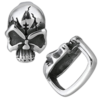 Rustfrit stål armbånd Finde, Stainless Steel, Skull, sværte, 11x16x13mm, Hole:Ca. 7x12mm, 10pc'er/Lot, Solgt af Lot