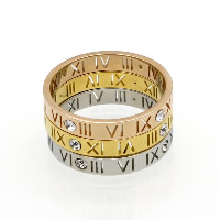 Bague Unisex, acier inoxydable, Placage, avec chiffre romain & unisexe & normes différentes pour le choix & avec strass, plus de couleurs à choisir, Vendu par PC