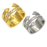 Bague Unisex, acier inoxydable, Placage, unisexe & normes différentes pour le choix & avec strass, plus de couleurs à choisir, 13mm, 10mm, 3mm, Vendu par PC