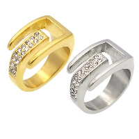 Roestvrij staal Open Finger Ring, plated, uniseks & verschillende grootte voor keus & met strass, meer kleuren voor de keuze, 12mm, 4.5mm, Verkocht door PC