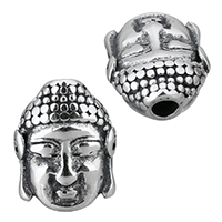 Buddhistiska pärlor, ROSTFRITT STÅL, Buddha, svärta, 11x14x6mm, Hål:Ca 2.5mm, 10PC/Lot, Säljs av Lot