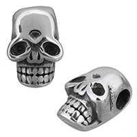 Rustfrit stål perler, Stainless Steel, Skull, sværte, 9x12x7mm, Hole:Ca. 3mm, 10pc'er/Lot, Solgt af Lot