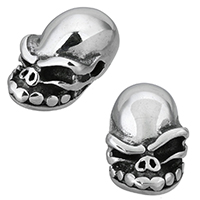 Rostfritt stål pärlor, ROSTFRITT STÅL, Skull, svärta, 11x10x18mm, Hål:Ca 2mm, 10PC/Lot, Säljs av Lot