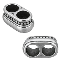 Náramek z nerezové oceli Hledání, Nerez, double-hole & černat, 15x7x9mm, Otvor:Cca 5mm, 10PC/Lot, Prodáno By Lot