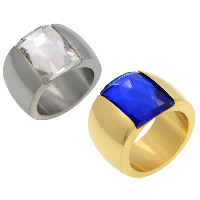 Bague Unisex, acier inoxydable, avec cristal, Placage, unisexe & normes différentes pour le choix & facettes, plus de couleurs à choisir, 14mm, 11mm, Vendu par PC