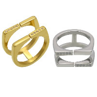 acciaio inox Anelli Cuff, placcato, unisex & formato differente per scelta & con strass, nessuno, 11mm, 2.5mm, Venduto da PC