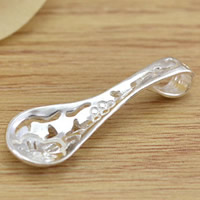 Mosaz Šperky Přívěsky, Spoon, skutečný postříbřené, olovo a kadmium zdarma, 23x7mm, Otvor:Cca 2-3mm, 10PC/Bag, Prodáno By Bag