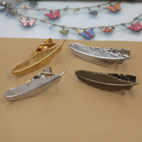 Tie Clip Brass Feather plated nickel lead & cadmium free Sold By Bag