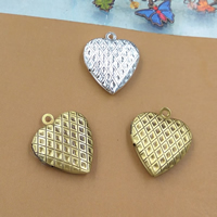 Messing Locket Vedhæng, Heart, forgyldt, flere farver til valg, nikkel, bly & cadmium fri, 20x23x4mm, Hole:Ca. 1.5mm, 10pc'er/Bag, Solgt af Bag