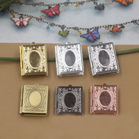 Mässing Locket hänge Inställning, Square, plated, fler färger för val, nickel, bly och kadmium gratis, 19x26x4mm, Hål:Ca 1.5mm, 10PC/Bag, Säljs av Bag