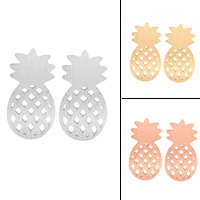 Brass Stud Earring Pineapple plated nickel lead & cadmium free 10mm Sold By Pair