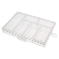 Plastic Perler Container, Rektangel, 5-celler & gennemsigtig, klar, 103x62x30mm, Solgt af PC