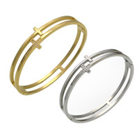 Cruach dhosmálta Bangle, Cross, plátáilte, unisex & le rhinestone, dathanna níos mó le haghaidh rogha, 10mm, 8mm, Trastomhas Istigh:Thart 58x48mm, Díolta De réir PC