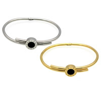 Roestvrij staal Bangle, met Black Shell & White Shell, plated, met Romeinse cijfer & uniseks, meer kleuren voor de keuze, 12mm, 3mm, Binnendiameter:Ca 58x47mm, Verkocht door PC