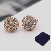 Messing Clip Earring, plated, verschillende verpakkingen stijl voor keuze & voor vrouw & met strass, meer kleuren voor de keuze, lood en cadmium vrij, 12x12mm, Verkocht door pair