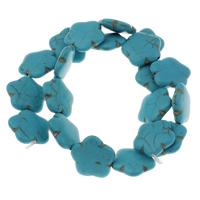 Turquoise sintéiseach Bead, Flower, gorm, 19x6mm, Fad Thart 14.5 Inse, 10Snáitheanna/Mála, Thart 21ríomhairí pearsanta/Snáithe, Díolta De réir Mála