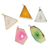 Pendants Jewelry Agate, Agate Measctha, le Sinc Alloy, plátáilte, measctha, 20x30x14-48x54x10mm, Poll:Thart 4x7mm, 5ríomhairí pearsanta/Mála, Díolta De réir Mála