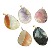 Pendants Jewelry Agate, Agate Measctha, le Sinc Alloy, plátáilte, measctha, 34x40x6-38x45x6mm, Poll:Thart 4x7mm, 5ríomhairí pearsanta/Mála, Díolta De réir Mála