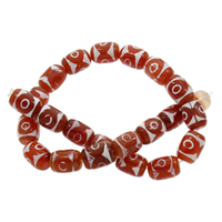 Naturlige tibetanske Agate Dzi Beads, Tibetansk agat, Drum, 12x15mm, Hole:Ca. 1mm, Ca. 23pc'er/Strand, Solgt Per Ca. 14.5 inch Strand