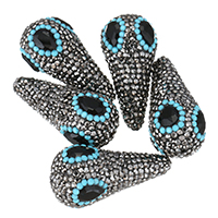 Abalorios de Fimo con Diamantes de Imitación , Arcilla Pave, mixto, 16-18x36-38x16-18mm, agujero:aproximado 1.5mm, 10PCs/Bolsa, Vendido por Bolsa