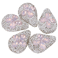 Rhinestone Clay Pave Kralen, met strass & gemengd, 18-20x27-29x11-13mm, Gat:Ca 1mm, 10pC's/Bag, Verkocht door Bag