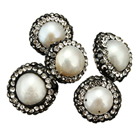 Naturliga sötvattenspärla lösa pärlor, Freshwater Pearl, med rhinestone lera bana, blandad, 14-16x10-12x14-16mm, Hål:Ca 1mm, 10PC/Lot, Säljs av Lot