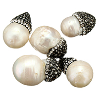 Péarla Fionnuisce Nádúrtha Coirníní Loose, Pearl Fionnuisce, le réiteodh cré rhinestone, measctha, 11-16x20-25x11-16mm, Poll:Thart 1mm, 10ríomhairí pearsanta/Lot, Díolta De réir Lot