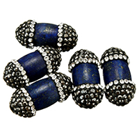 Naturliga Lapis Lazuli Bead, med rhinestone lera bana, blandad, 11-16x22-27x11-16mm, Hål:Ca 1mm, 10PC/Lot, Säljs av Lot