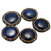 Naturliga Lapis Lazuli Bead, med rhinestone lera bana, blandad, 20-25x21-24x6-9mm, Hål:Ca 1mm, 10PC/Lot, Säljs av Lot