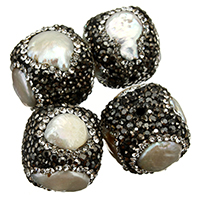 Péarla Fionnuisce Nádúrtha Coirníní Loose, Pearl Fionnuisce, le réiteodh cré rhinestone, measctha, 17-19x18-21x18-22mm, Poll:Thart 1mm, 10ríomhairí pearsanta/Lot, Díolta De réir Lot