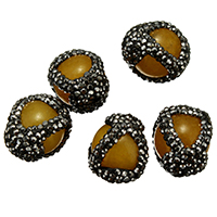 Jade Malaysia Bead, med rhinestone lera bana, naturlig, blandad, 14-16x17-21x16-18mm, Hål:Ca 1mm, 10PC/Lot, Säljs av Lot