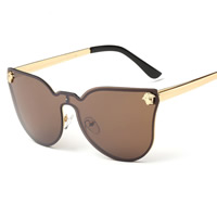 Lunettes de soleil mode, Plastique PC, avec PC lentille en plastique & alliage de zinc, Placage, unisexe, plus de couleurs à choisir, 145x56x138mm, Vendu par PC